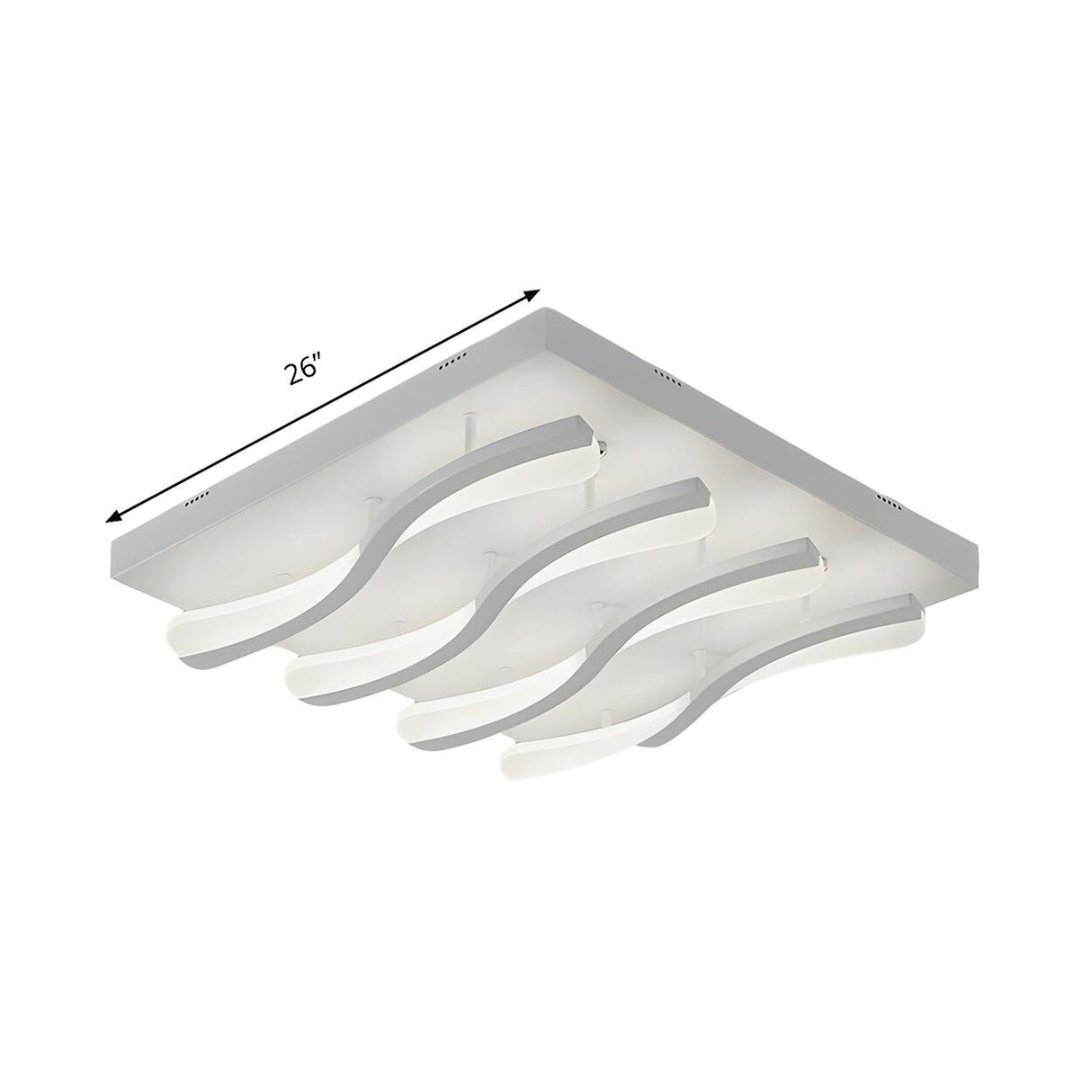 Modish White Square Wavy LED Flush Mount Ceiling Light Image - 6