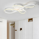 Modish White Twisted LED Semi-Flush Mount Ceiling Light Image - 1