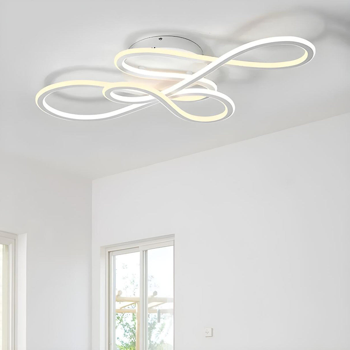 Modish White Twisted LED Semi-Flush Mount Ceiling Light Image - 6