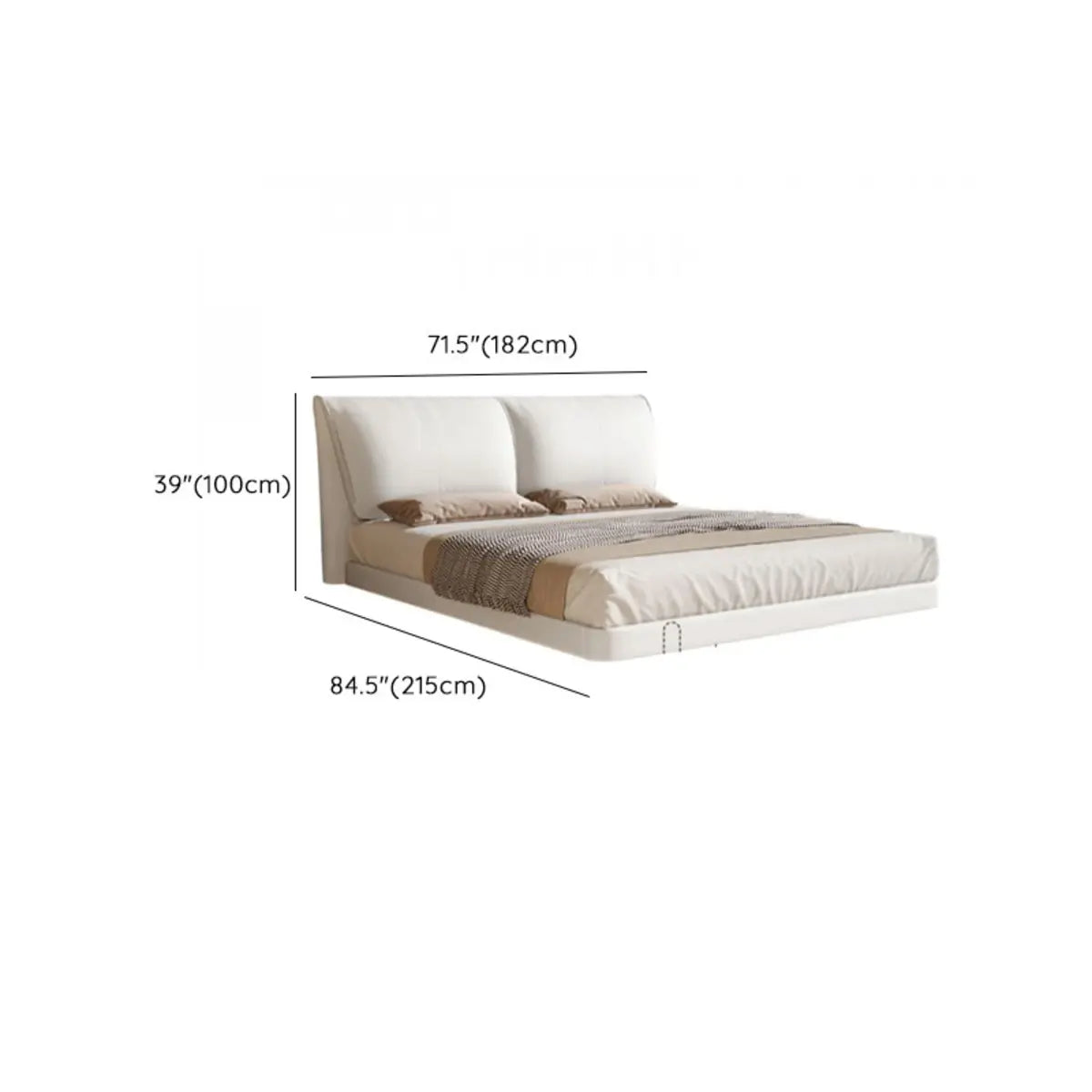 Modish White Wood Queen Floating Bed with Headboard Image - 10