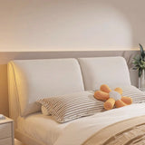 Modish White Wood Queen Floating Bed with Headboard Image - 4