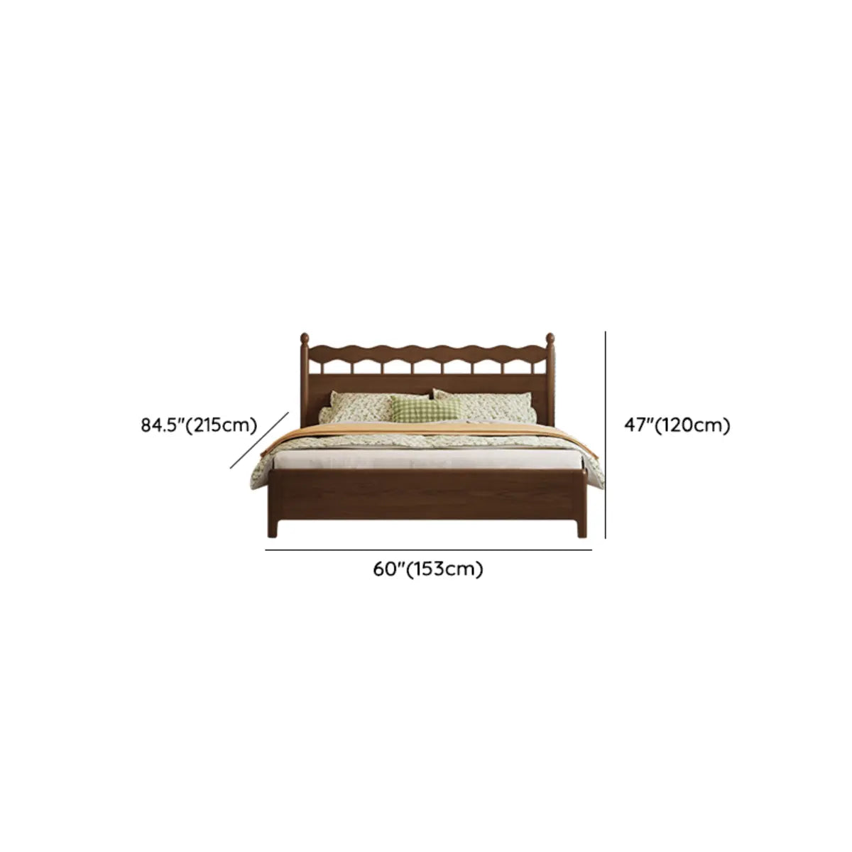 Modish Wood Brown Panel Bed with Headboard and Mattress 