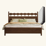 Modish Wood Brown Panel Bed with Headboard and Mattress Image - 3