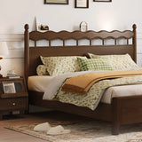 Modish Wood Brown Panel Bed with Headboard and Mattress Image - 4