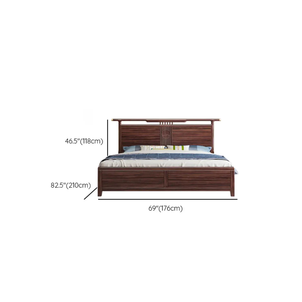 Modish Wooden Brown Queen Panel Bed with Headboard 