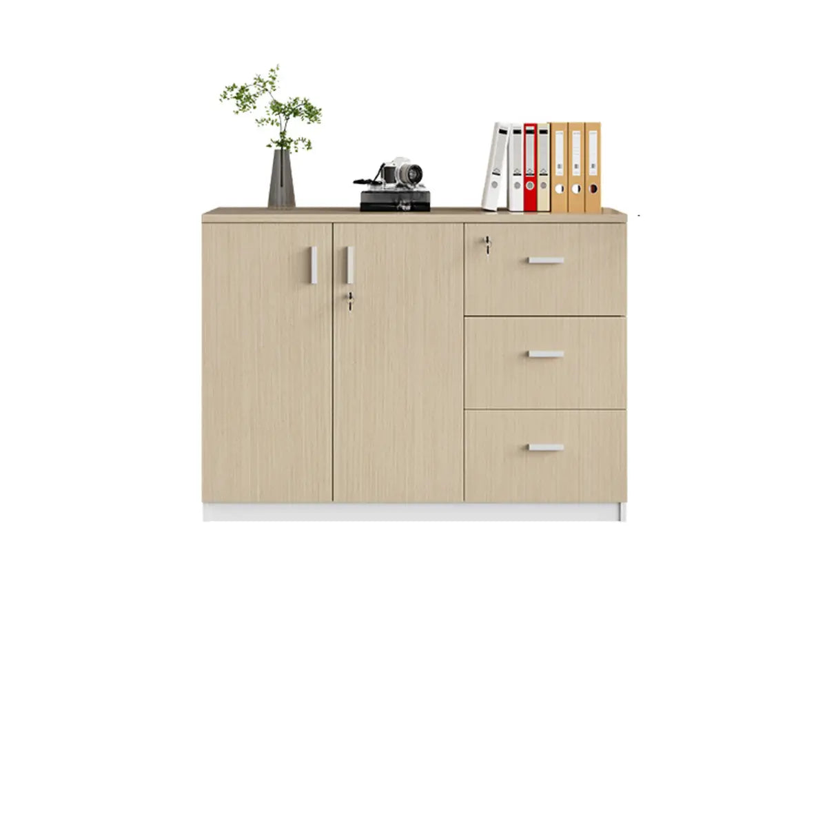 Modish Wooden Lockable Natural Office Storage Cabinet Image - 5