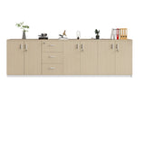 Modish Wooden Lockable Natural Office Storage Cabinet Image - 9