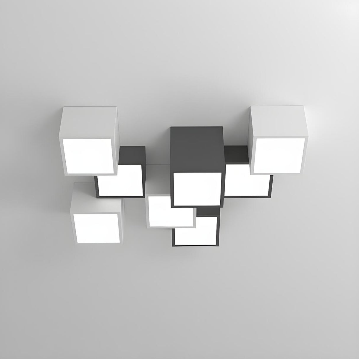 Modular Black White Cube Flush Mount Ceiling Light Image - 11