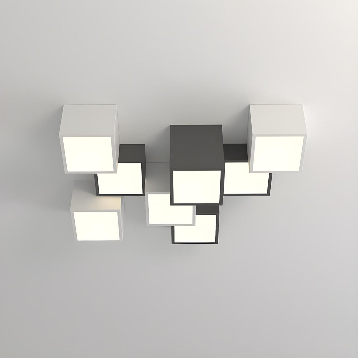 Modular Black White Cube Flush Mount Ceiling Light Image - 13