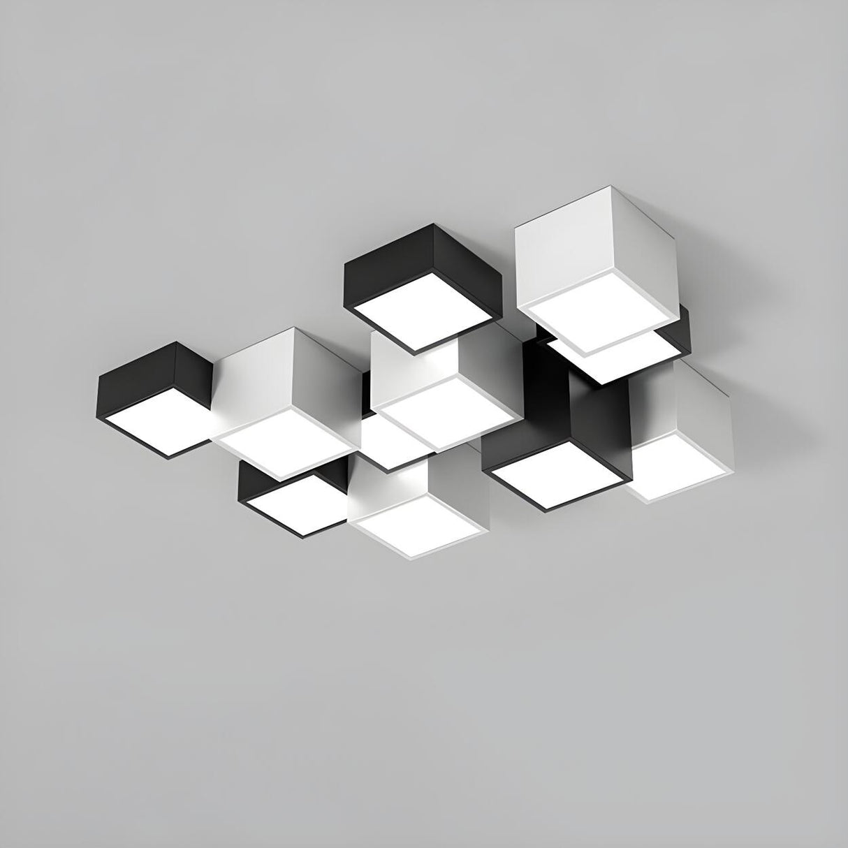 Modular Black White Cube Flush Mount Ceiling Light Image - 15