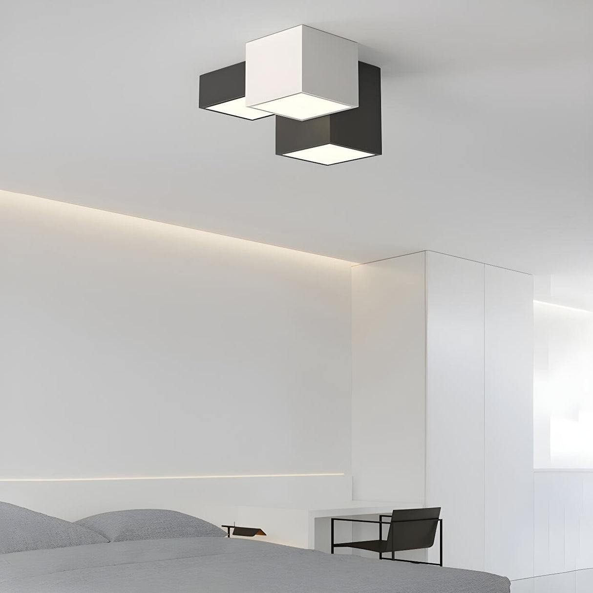 Modular Black White Cube Flush Mount Ceiling Light Image - 19