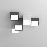 Modular Black White Cube Flush Mount Ceiling Light Image - 4