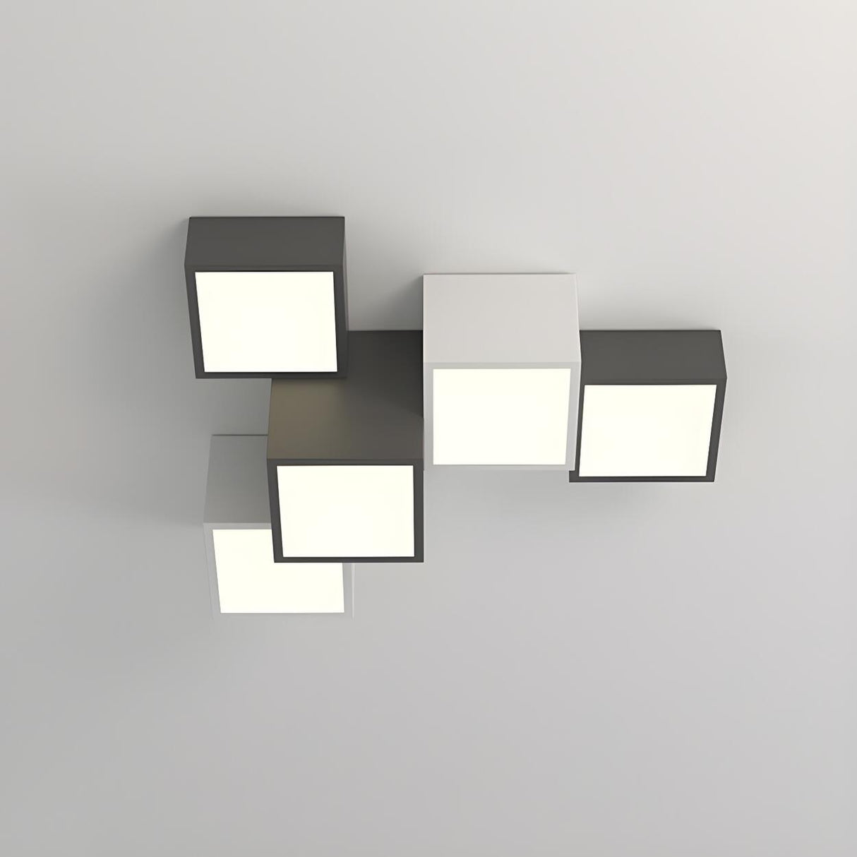 Modular Black White Cube Flush Mount Ceiling Light Image - 5