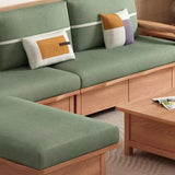 Modular Green Cotton Linen Square Arm Loose Back Sofa Image - 6