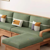 Modular Green Cotton Linen Square Arm Loose Back Sofa Image - 8