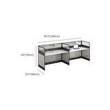 Modular Rectangular Wood Gray Large Storage Office Desk Set Image - 32