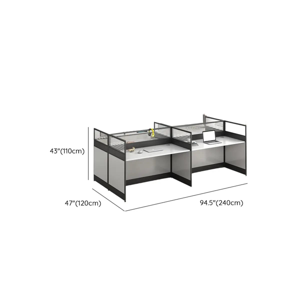 Modular Rectangular Wood Gray Large Storage Office Desk Set Image - 35