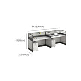 Modular Rectangular Wood Gray Large Storage Office Desk Set Image - 39