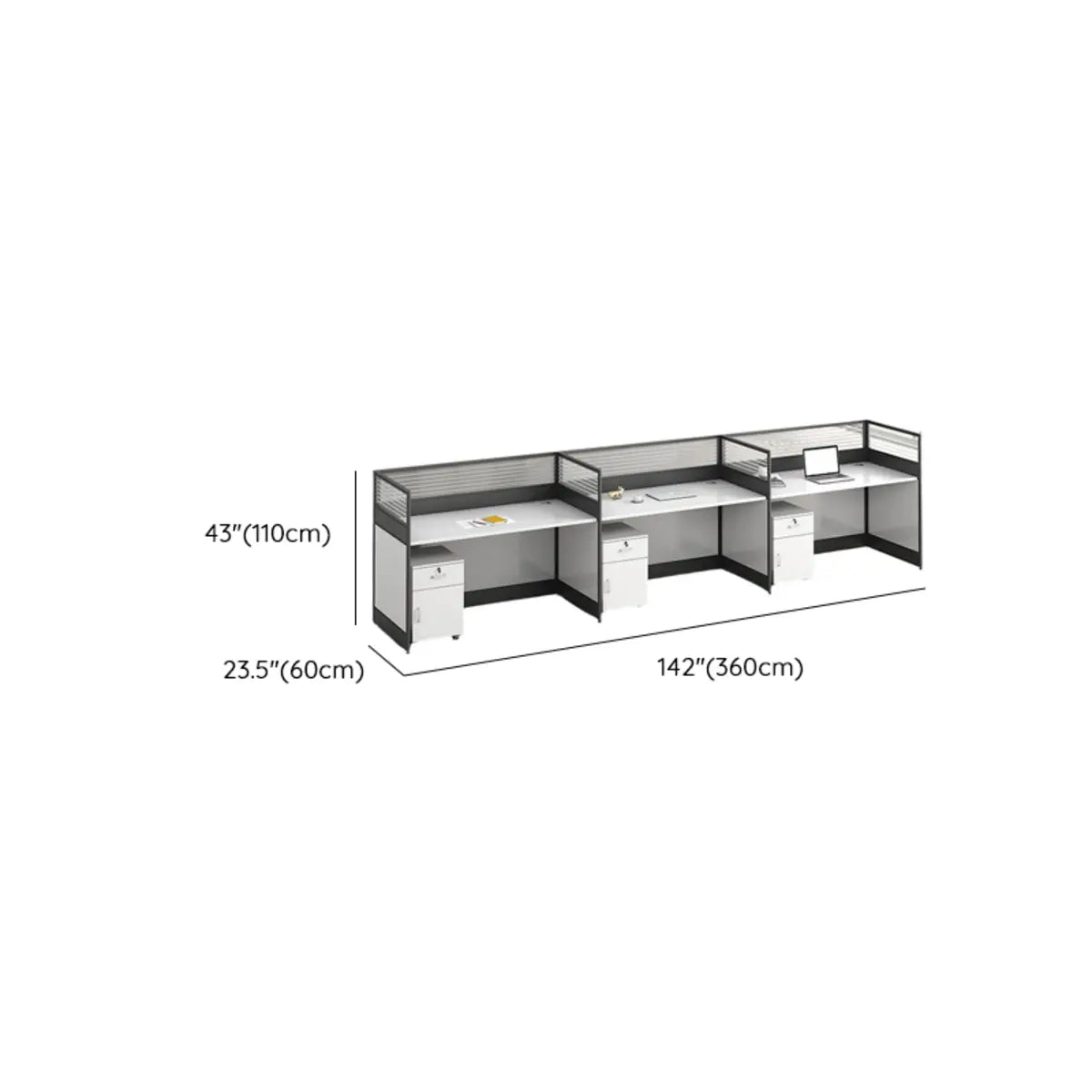 Modular Rectangular Wood Gray Large Storage Office Desk Set Image - 40