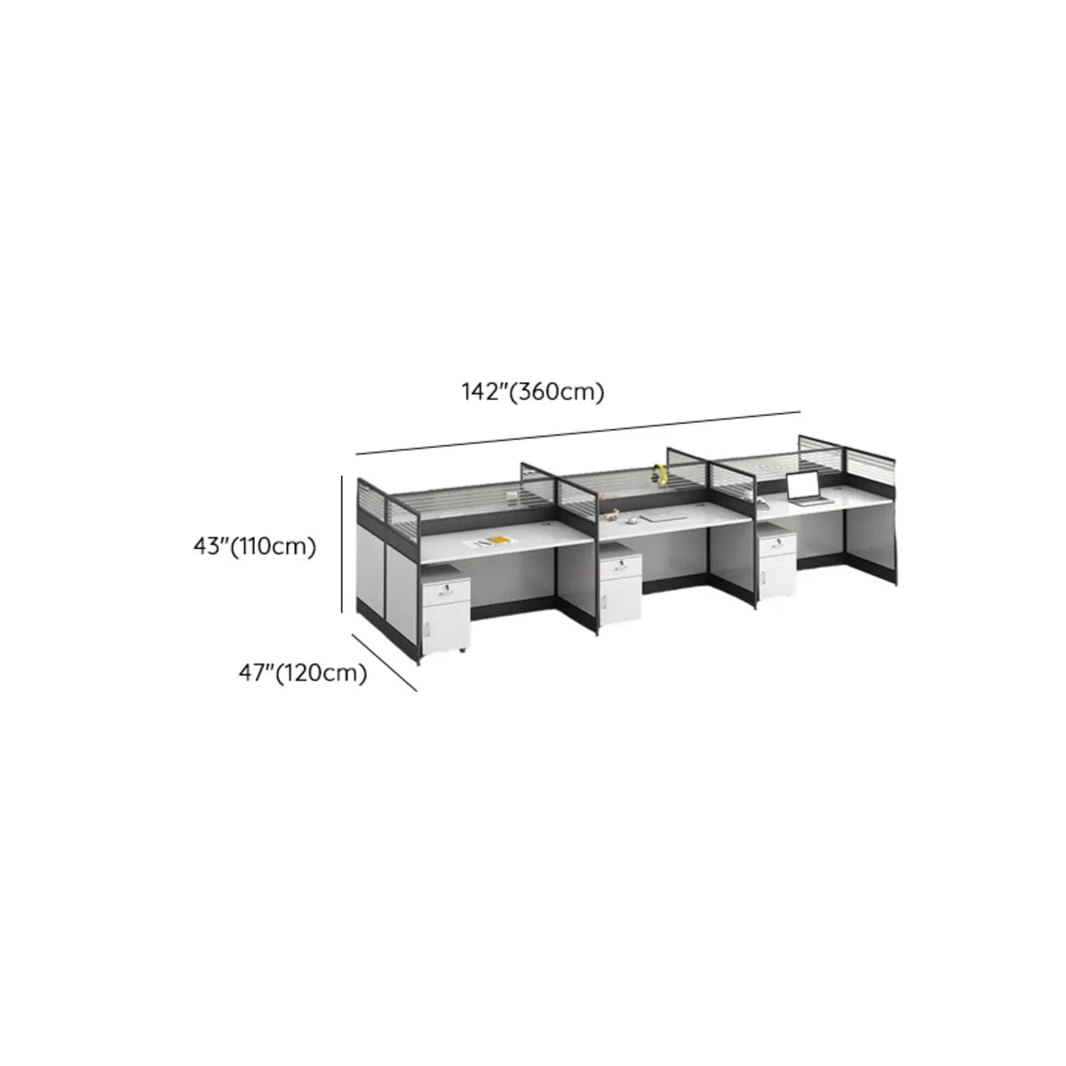 Modular Rectangular Wood Gray Large Storage Office Desk Set Image - 43