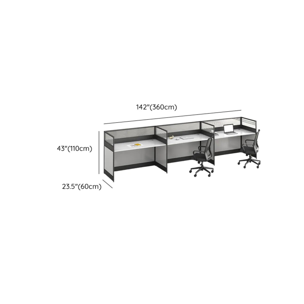 Modular Rectangular Wood Gray Large Storage Office Desk Set Image - 47