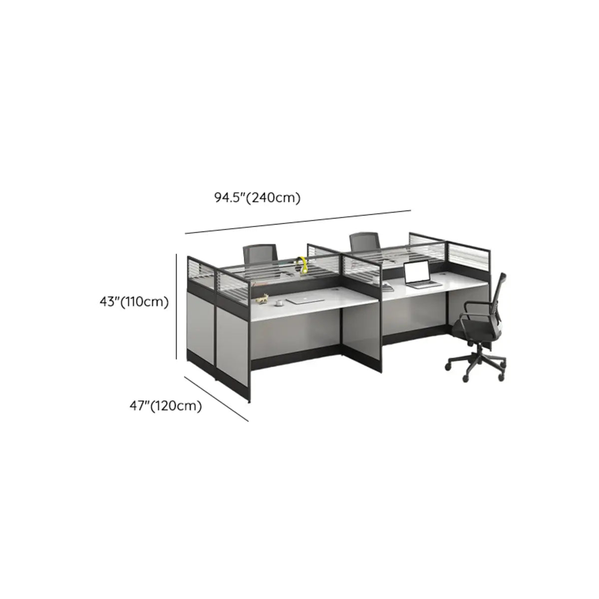 Modular Rectangular Wood Gray Large Storage Office Desk Set Image - 49