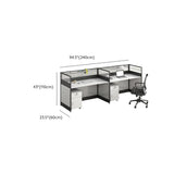 Modular Rectangular Wood Gray Large Storage Office Desk Set Image - 52