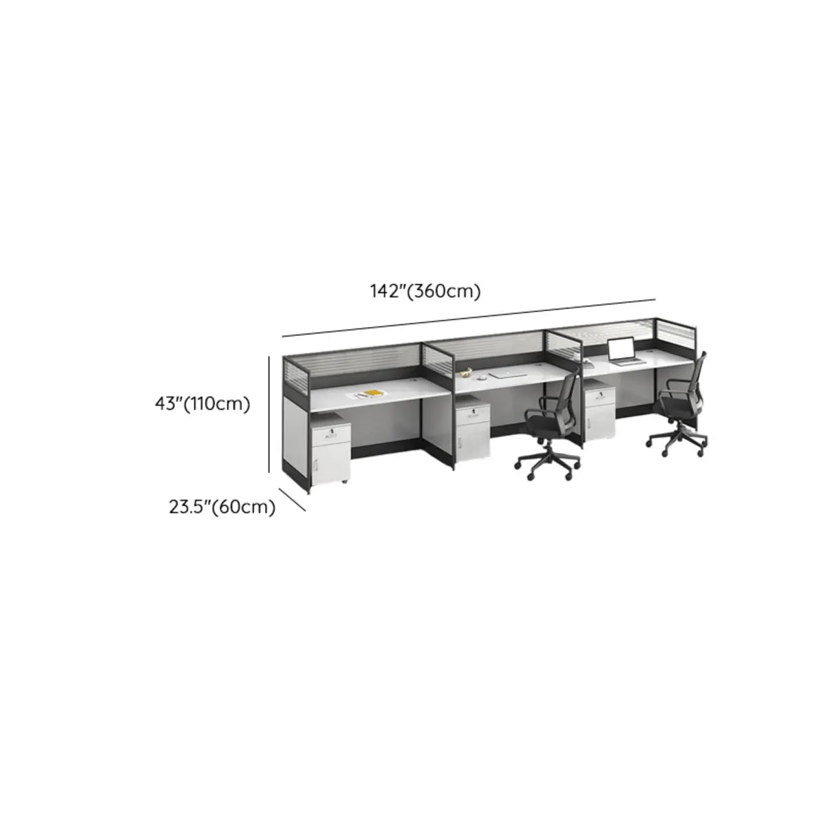 Modular Rectangular Wood Gray Large Storage Office Desk Set Image - 53