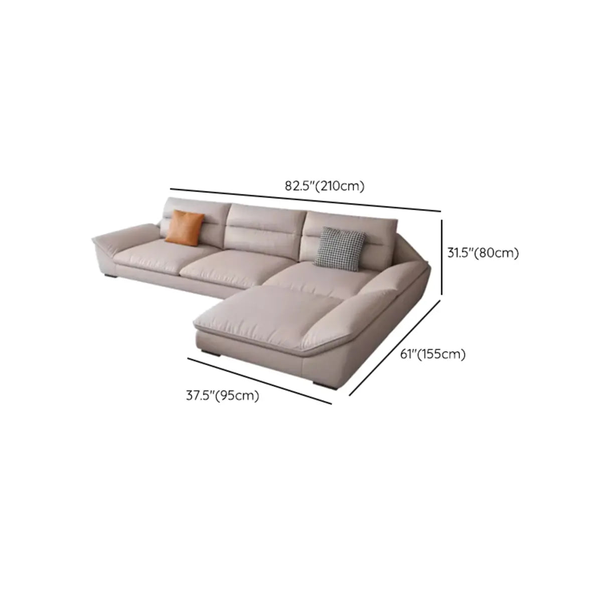 Modular Reversible Khaki Pillow Top Arm Sofa Chaise 