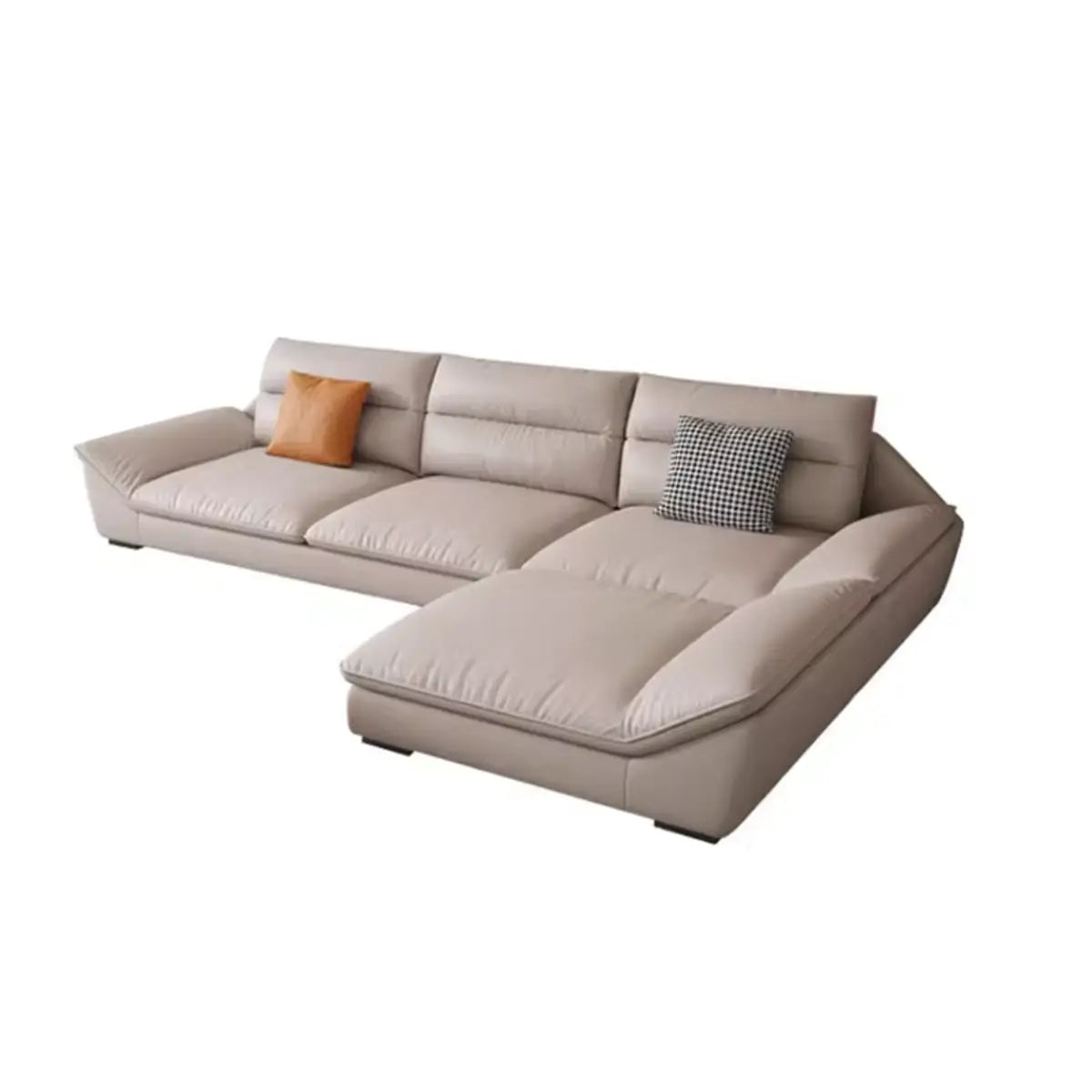 Modular Reversible Khaki Pillow Top Arm Sofa Chaise Image - 3