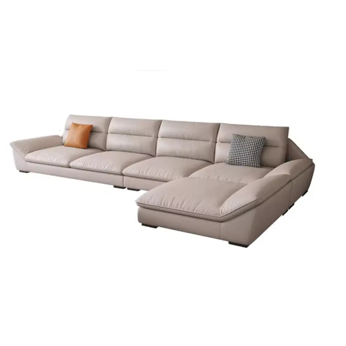 Modular Reversible Khaki Pillow Top Arm Sofa Chaise Image - 5