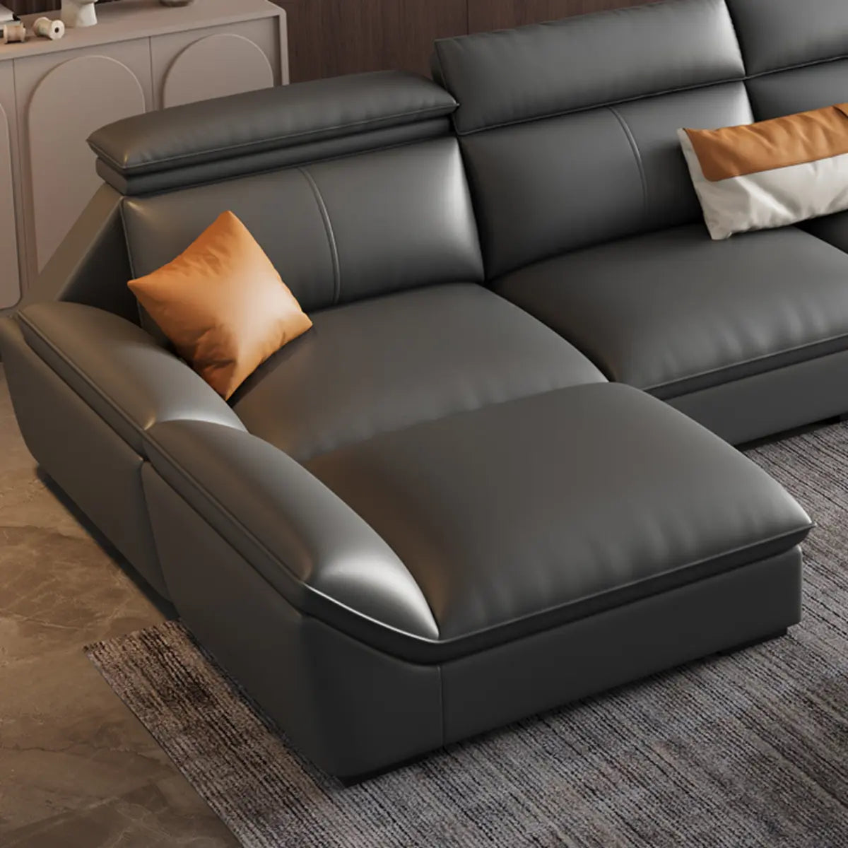 Modular Tear Resistant Genuine Leather Corner Sectional Image - 3