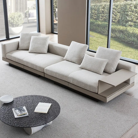 Modular White Cotton Square Arm Corner Sectional Image - 1