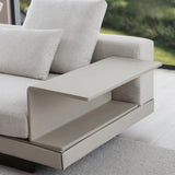 Modular White Cotton Square Arm Corner Sectional Image - 12