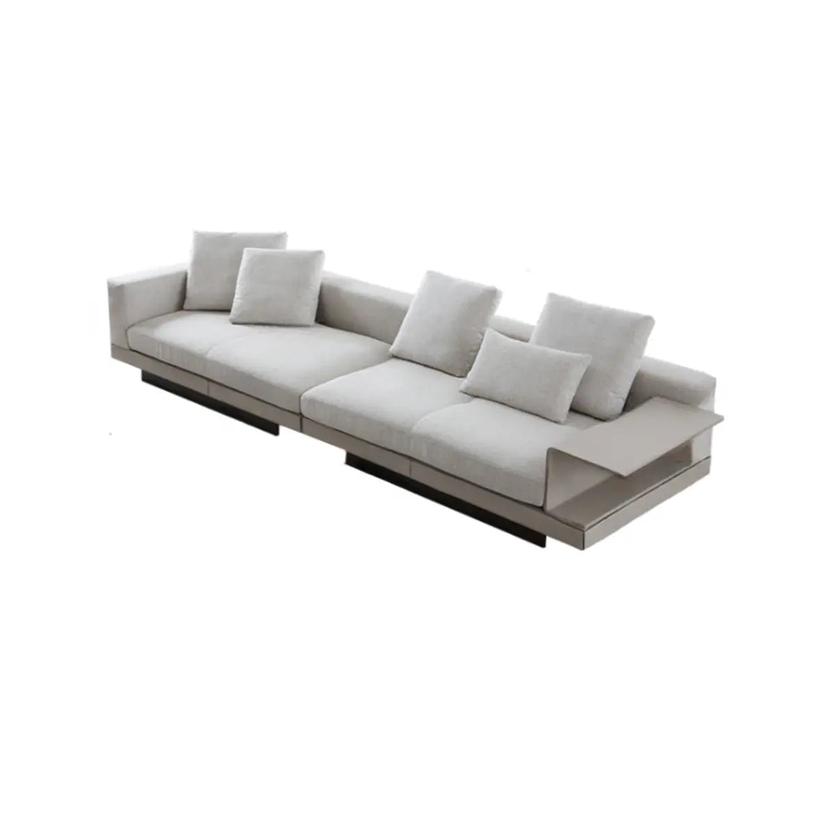 Modular White Cotton Square Arm Corner Sectional Image - 3