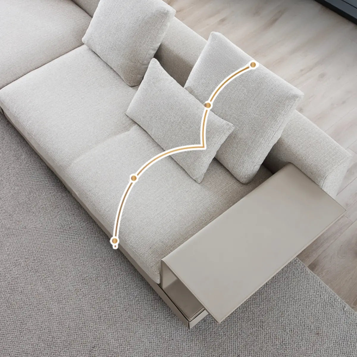 Modular White Cotton Square Arm Corner Sectional Image - 9