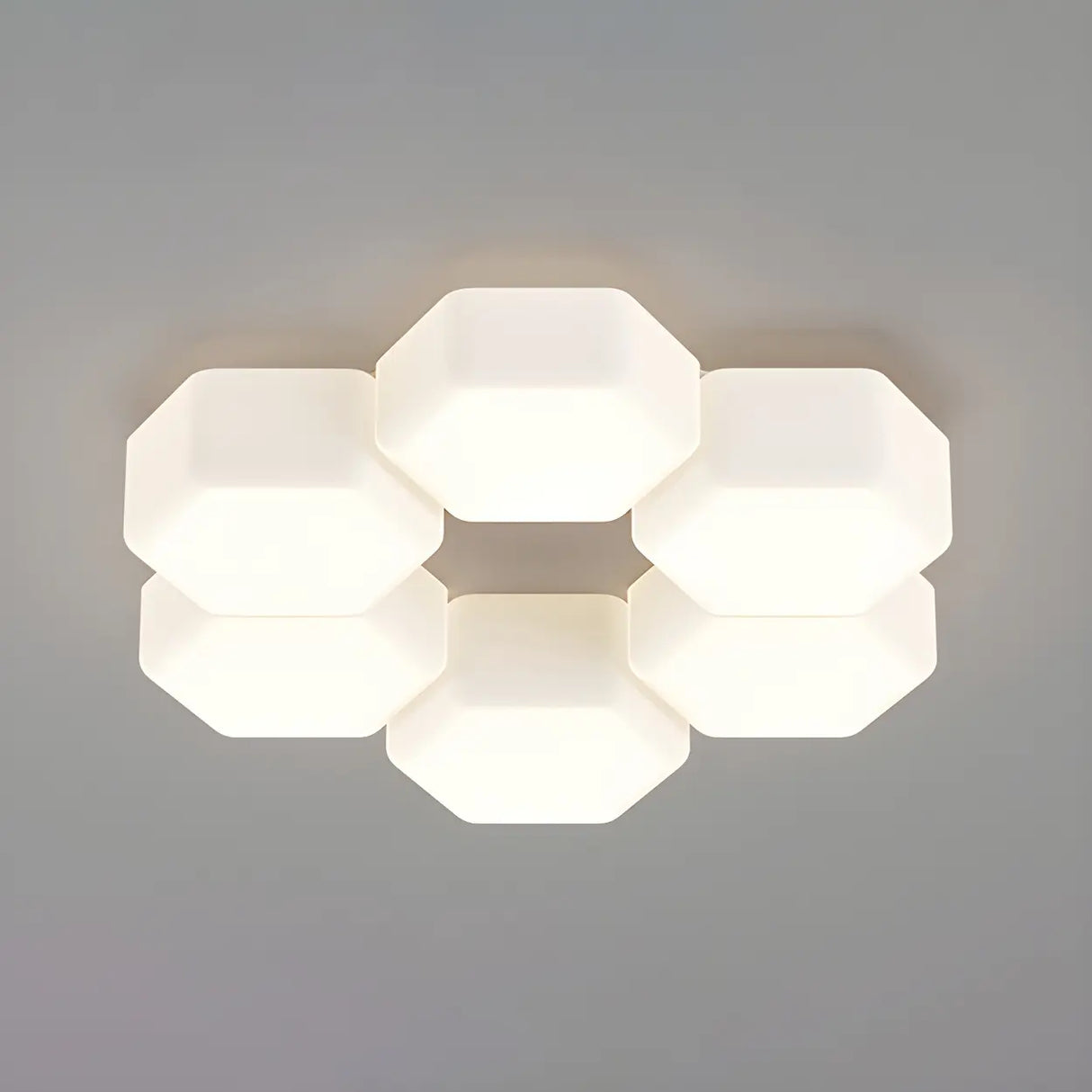 Modular White Hexagonal LED Flush Mount Ceiling Light Image - 10