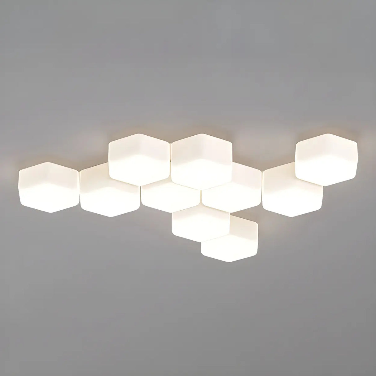 Modular White Hexagonal LED Flush Mount Ceiling Light Image - 11