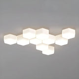 Modular White Hexagonal LED Flush Mount Ceiling Light Image - 11