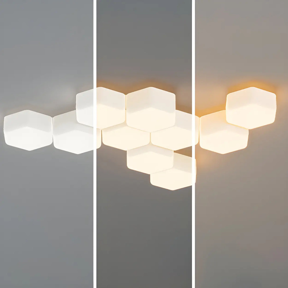 Modular White Hexagonal LED Flush Mount Ceiling Light Image - 13