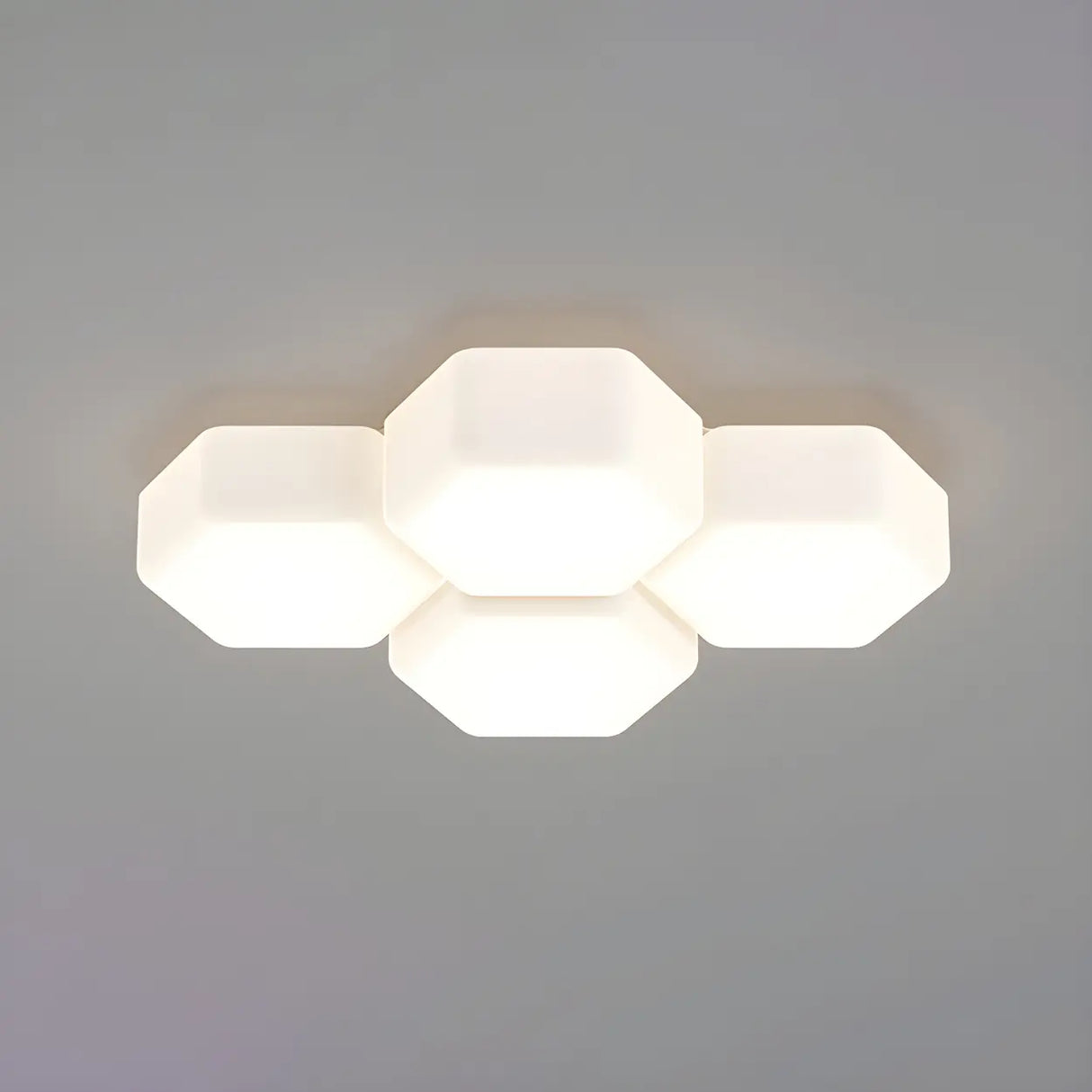 Modular White Hexagonal LED Flush Mount Ceiling Light Image - 6