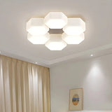 Modular White Hexagonal LED Flush Mount Ceiling Light Image - 7