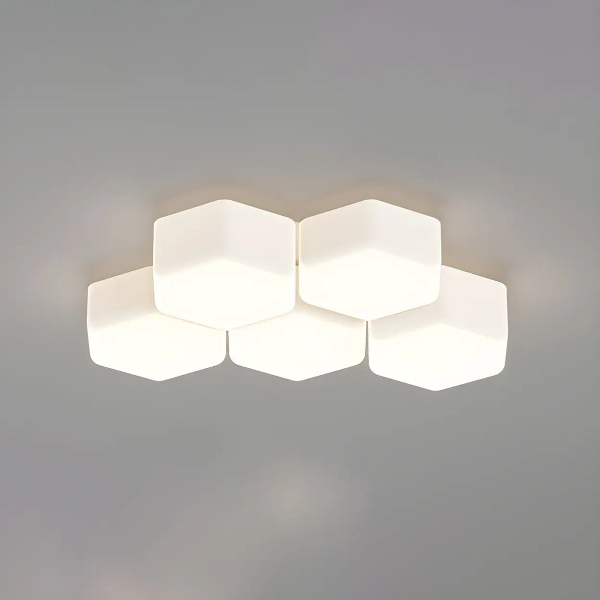 Modular White Hexagonal LED Flush Mount Ceiling Light Image - 8