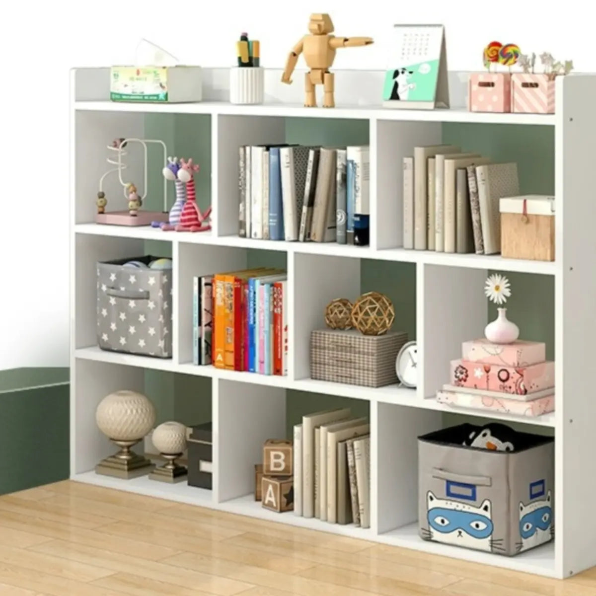 Modular White Wood Open Back 3-Shelf Display Bookcase Image - 1