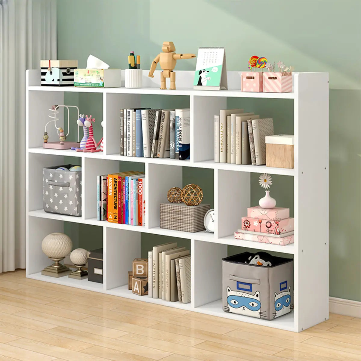 Modular White Wood Open Back 3-Shelf Display Bookcase Image - 11