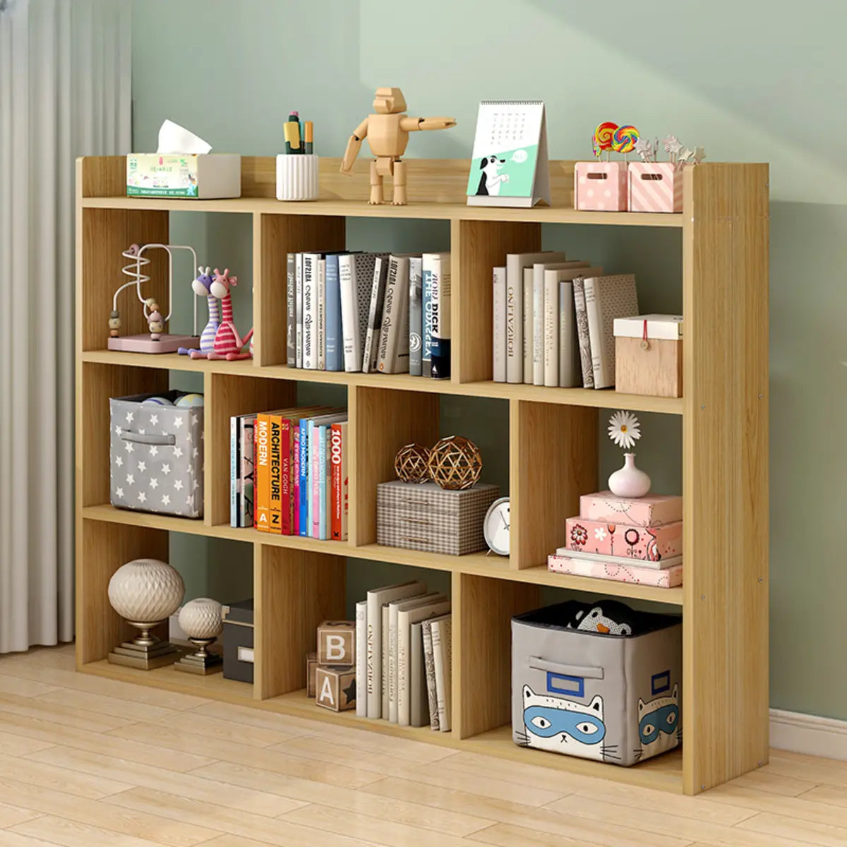 Modular White Wood Open Back 3-Shelf Display Bookcase Image - 16