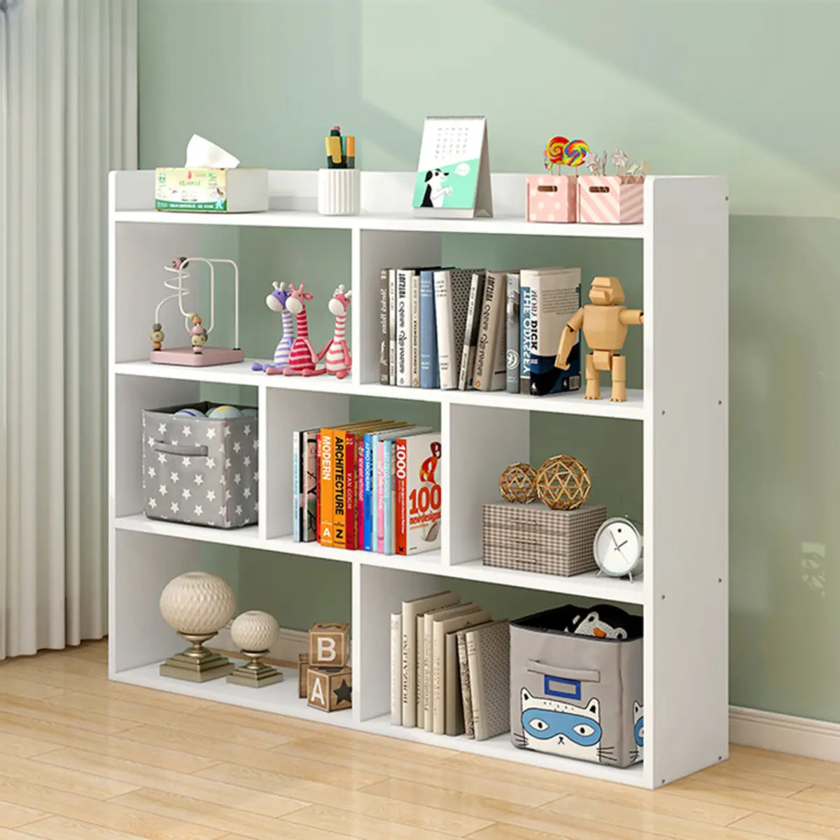 Modular White Wood Open Back 3-Shelf Display Bookcase Image - 19