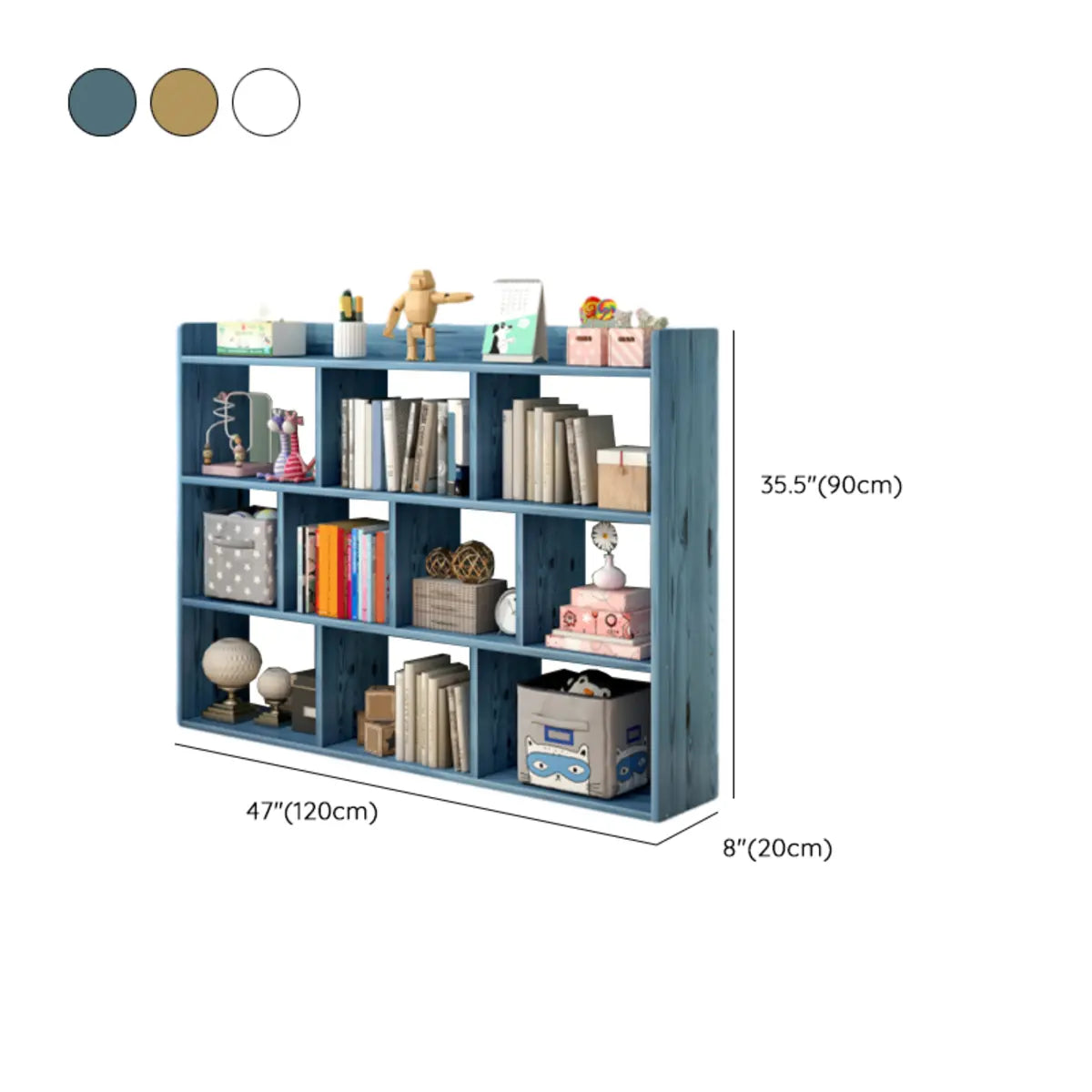 Modular White Wood Open Back 3-Shelf Display Bookcase Image - 22