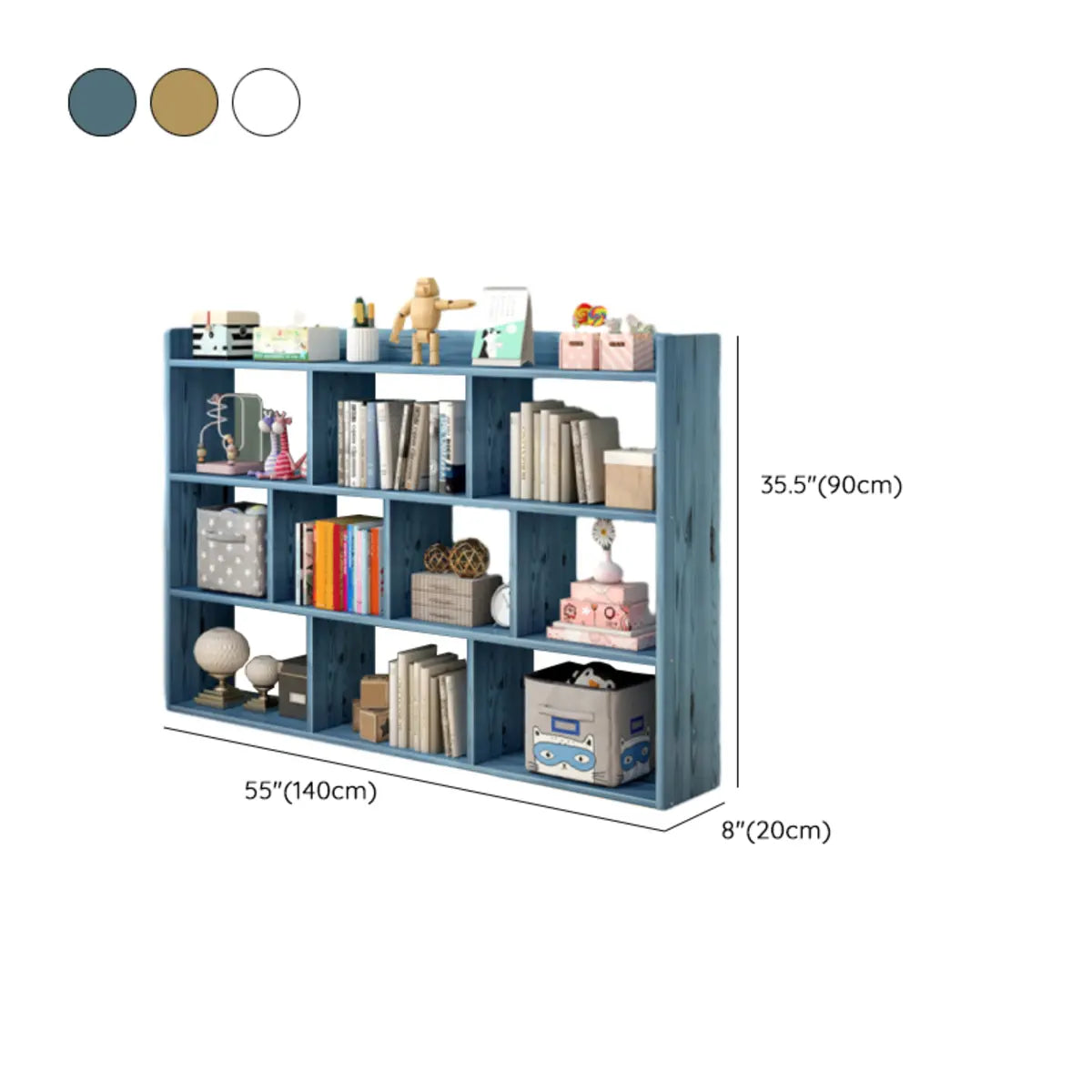 Modular White Wood Open Back 3-Shelf Display Bookcase Image - 23