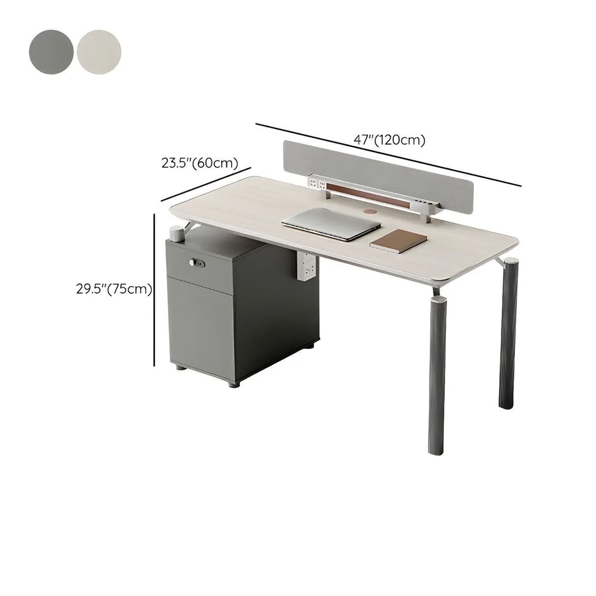 Modular Wood Cabinet Drawers Coppery Computer Desk 